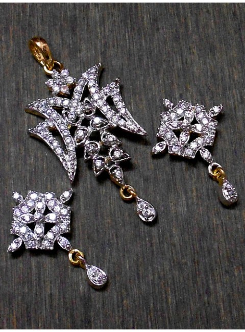 CZ Pendant With Earrings